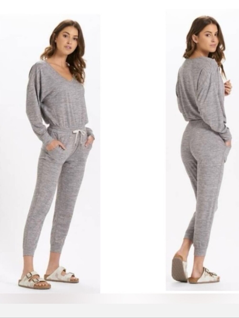 Vuori Women's Heather Gray Long Sleeve Jumpsuit Size Small